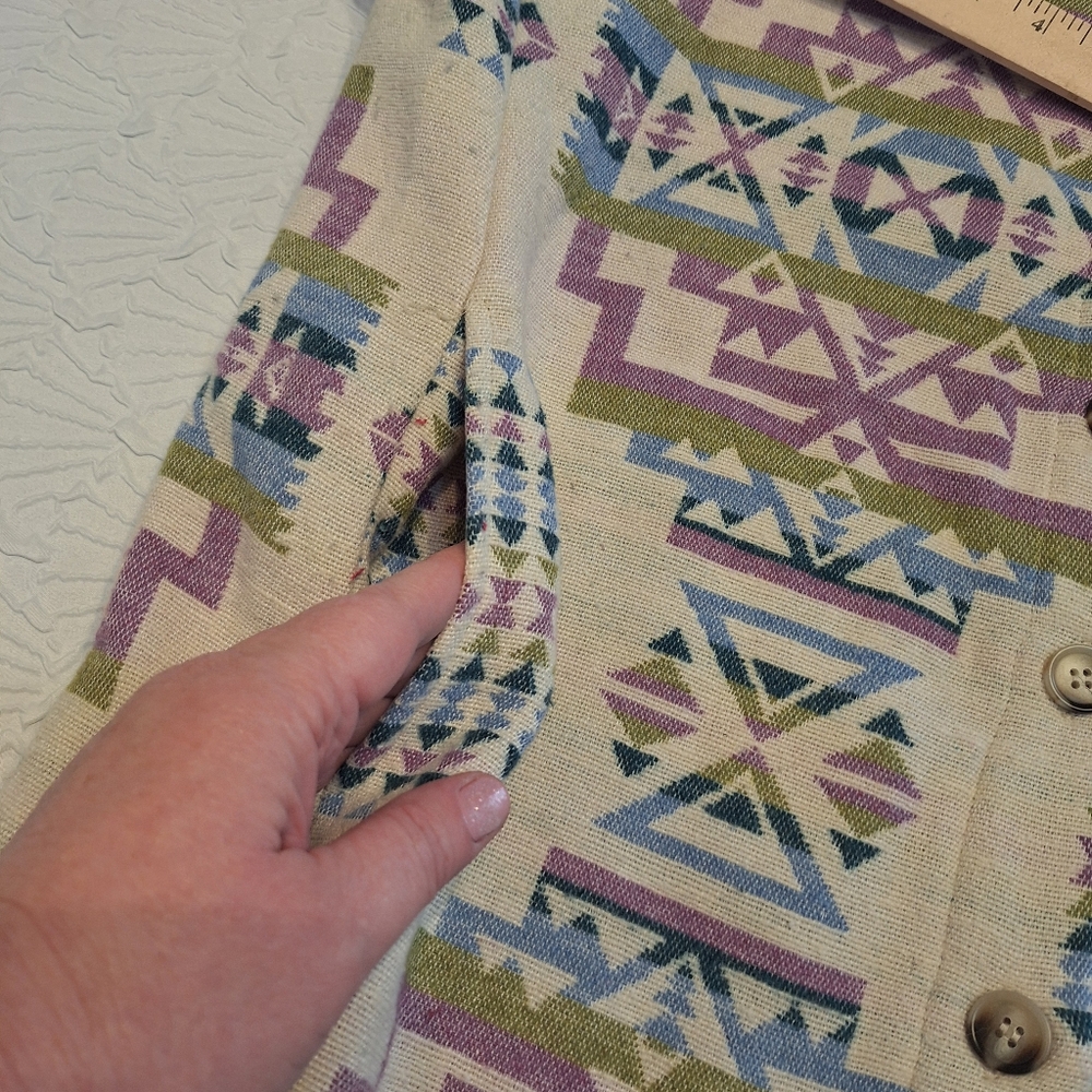 Elleborn Aztec Colorful Geometric Patterned Jacket Large - Picture 4 of 8